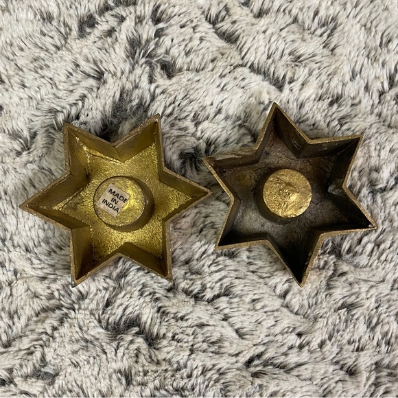 Vintage Brass STAR of DAVID Candle Stick Holders 6 point star Hexagram 2 qty - Picture 4 of 5